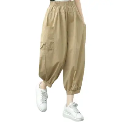 Women's Loose High-Waisted Slim Harem Pants Tan 2025
