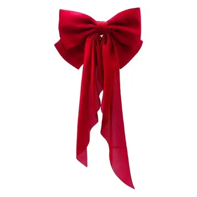 New Year Red Bow Hairpin for Women Satin Ribbon Clip