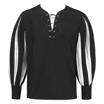 European & American Retro Medieval Drama Costume Color Matching Strap Collar Shirt Cosplay Top