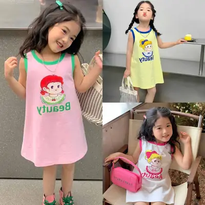 Girls Printed Vest Skirt Summer Dress 3-8Yrs