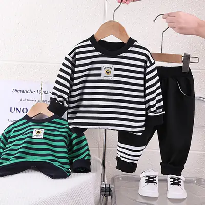 Children Striped Spring Suit Black White Rabbit T-Shirt