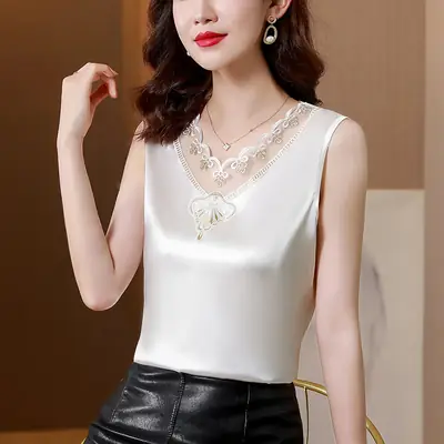 Black Lace V-Neck Camisole Women Summer Top