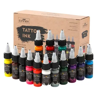 14-Color Tattoo Ink 15ml with Shake & Pour