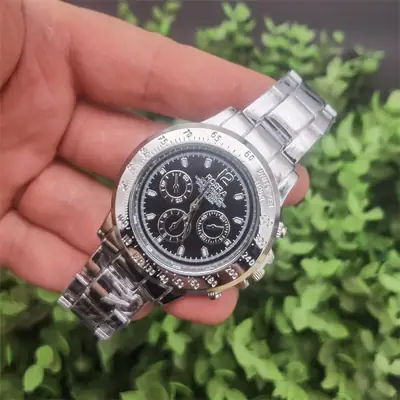 Men's Fake Three-Eye Quartz Watch Steel Belt