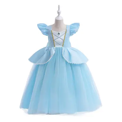Cinderella Princess Dress Blue Mesh Frozen Elsa Children