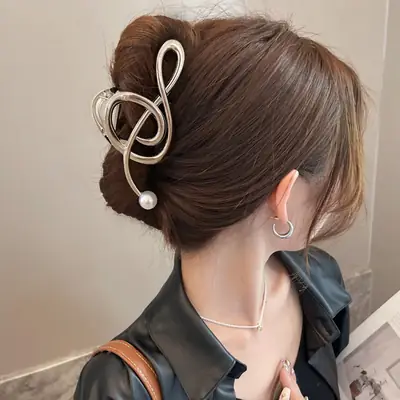 Silver Pearl Hairpin Clip for Women