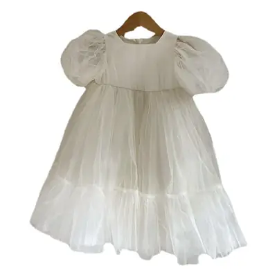 Girls' White Tulle Skirt Dress Summer 2026