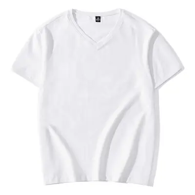 Men V Neck Grey T-Shirt Summer Lycra Cotton Slim Fit
