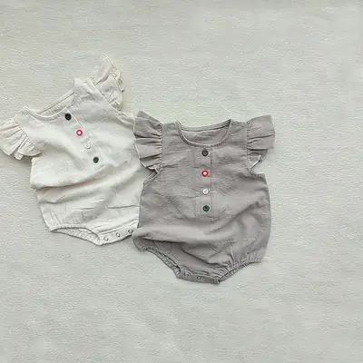 Korean Style Baby Flying Sleeve Women's 4-Button Fleece Suit