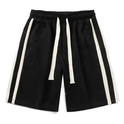 Men Grey Striped Shorts with White Drawstring