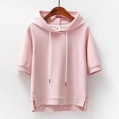 Women Grey Hooded Sweatshirt 2024 New Summer