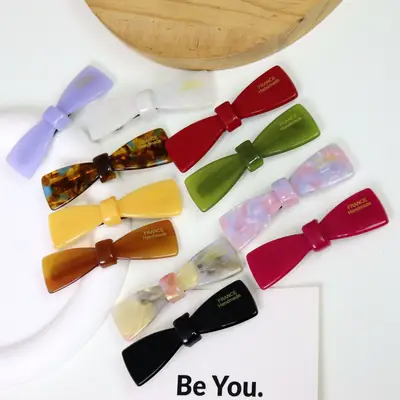Korean Style Fresh Bow Hairpin with Gold Label