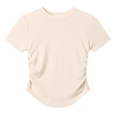 Women Gray Crewneck T-Shirt Slim Fit Summer Top