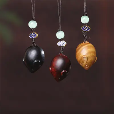 Black Zodiac Mouse Mobile Phone Pendant Jewelry Keychain