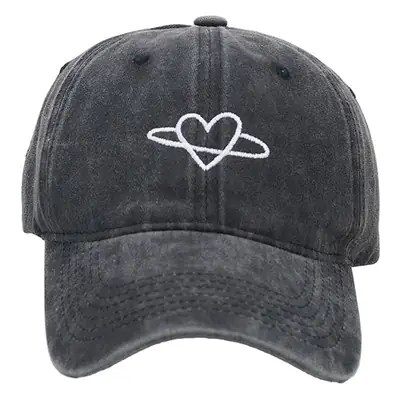 Black Heart Embroidered Baseball Cap for Women Men