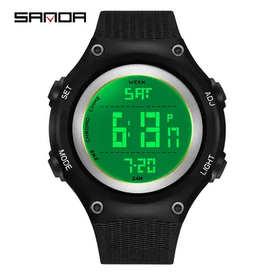 Sanda Black Digital Analog Watch with 24/7 Display