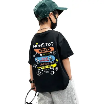 Boys Purple T-Shirt Summer New Style Loose Fit