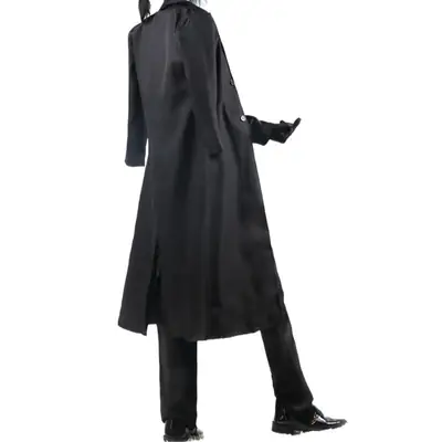 Black Long Coat Cosplay Set for Women
