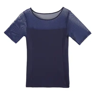 Women Navy Blue Short Sleeve T-Shirt Slim Fit