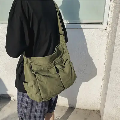 Tan Canvas Shoulder Bag for Women