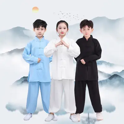 Children's Wushu Kung Fu Clothing Blue White Black Primary Secondary School