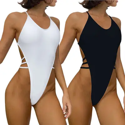 2025 White Exposed Backless Swimwear Set
