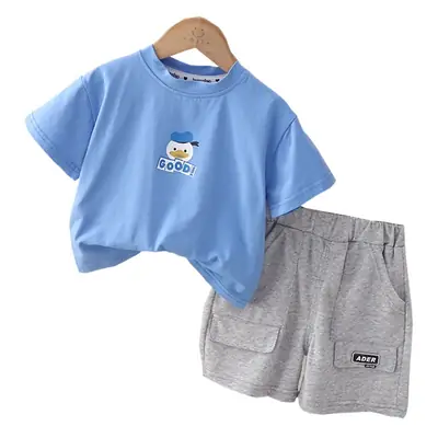 Boys Cotton T-Shirt Shorts Set Cream Grey Summer 2023