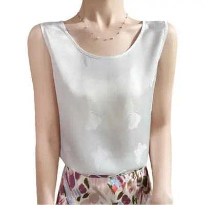 Golden Silk Round Neck Camisole for Women