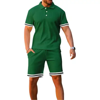 Men's White Polo Shorts with Black Trim Summer Wear