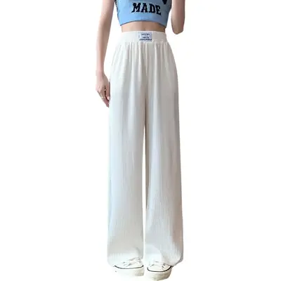 Ice Silk Wide Leg Pants Women Spring Summer