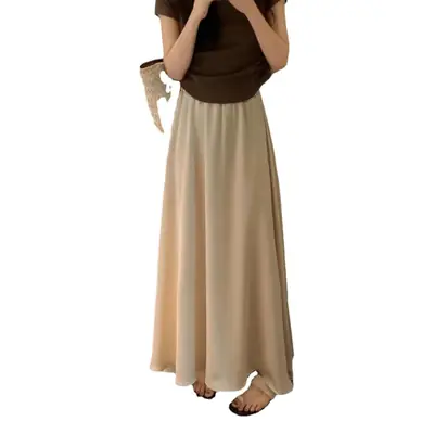 2023 French Hepburn Acetic Satin Long Skirt Large Swing