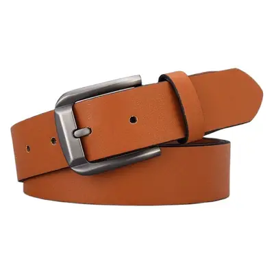 Men's Brown Leather Belt with Silver Buckle