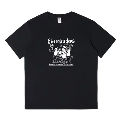Men Printed Cheerleaders T-Shirt White Navy Long Sleeve