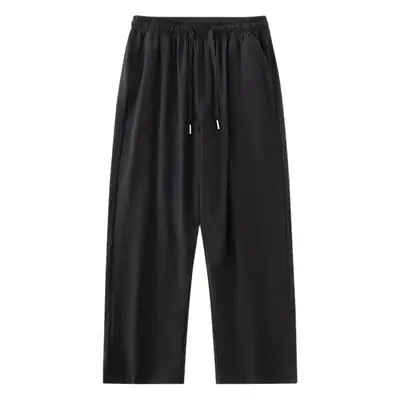 Men's Ice Silk Black Loose Waistcoat Pants