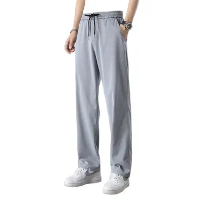 Men's Tencel Thin Waist Pants Summer Loose Draping Wide Leg