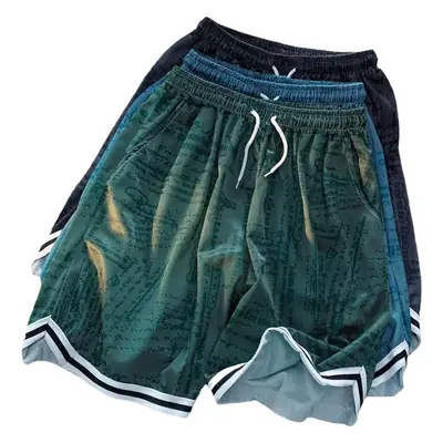 Men's Green Tie-Dye Ice Silk Shorts Summer Wear