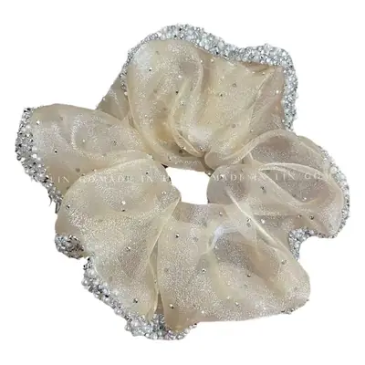 Black Rhinestone Hair Rope with Pearl Trim