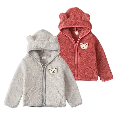 Bear Hooded Zipper Jacket for Kids Pink
