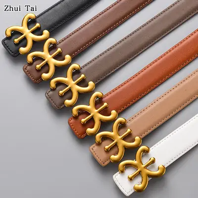 Black Gold Logo Women's Leather Belt