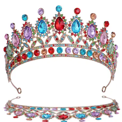 European & American Bridal Crown Headdress with Crystal Embellishment