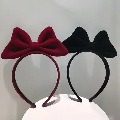 New Year Red Velvet Bow Headband for Women 2023