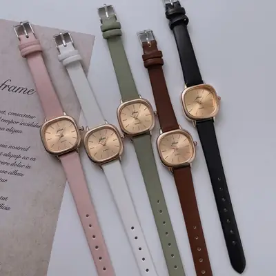 Korean Style Square Watch for Women with Elegant Quartz Band