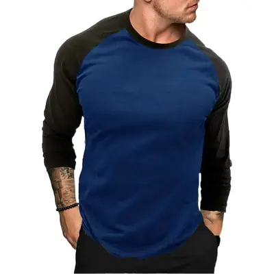 New Men's White Black Raglan Sleeve T-Shirt Large