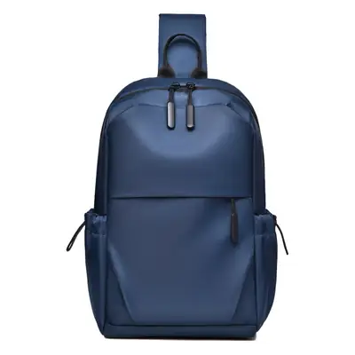 Men's Black Leather Crossbody Backpack 33cm High