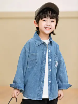 Boys Blue Denim Shirt Loose Spring Summer Wear