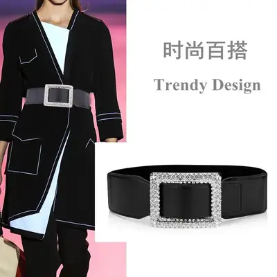 Black Rhinestone Waist Belt for Women