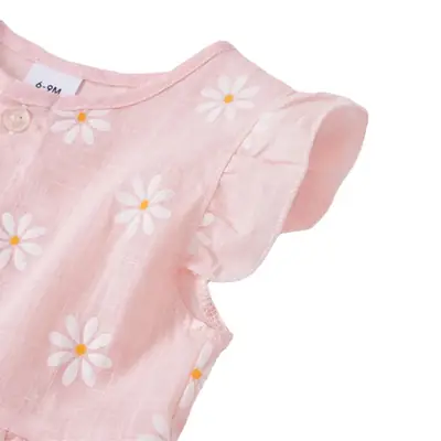 Pink Daisy Print Princess Dress for Girls