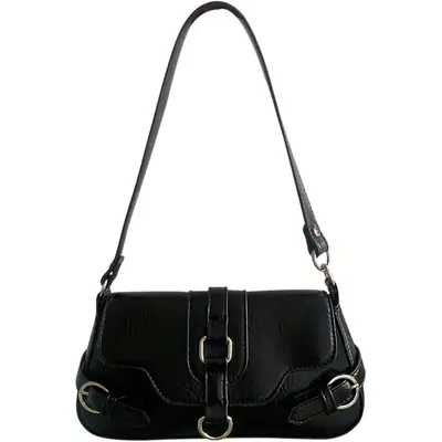 Women's Black Motorcycle Style Shoulder Bag 2026
