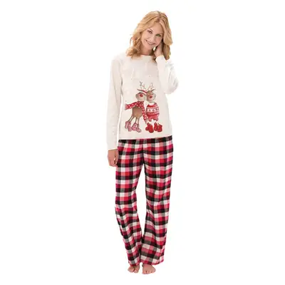 European American Christmas Elk Print Pajamas Suit Family Pajamas