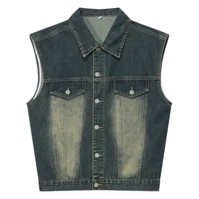 Men Sleeveless Denim Vest Shorts Set Nirben